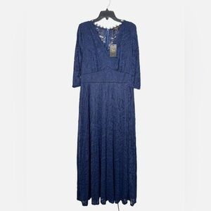 NWT Miss May Retro Gorgeous City Navy Blue Lace Maxi Dress